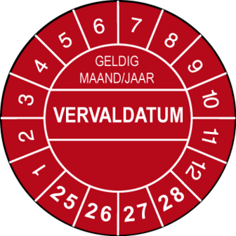 Keuringsticker Vervaldatum-Rood